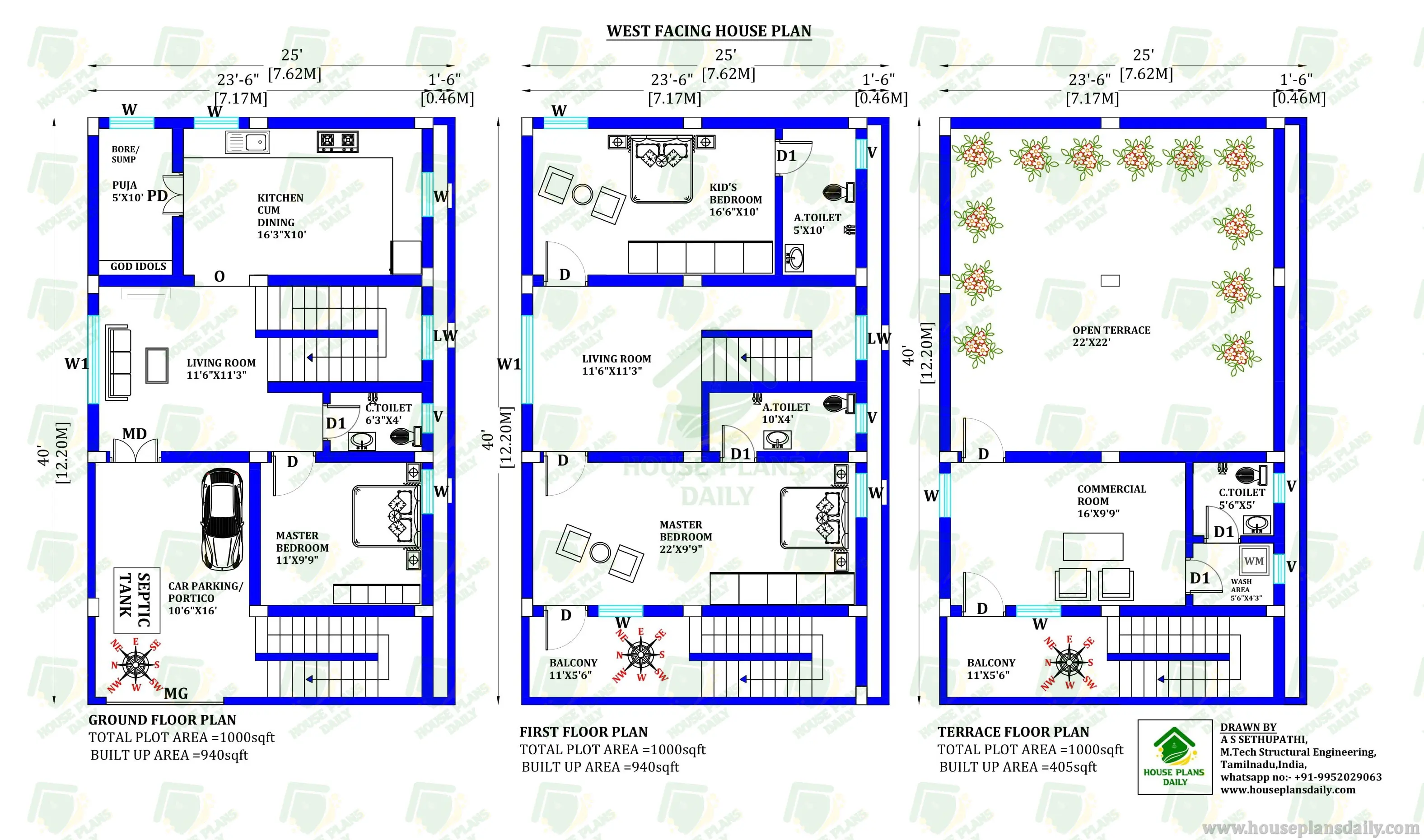 1000 SQ FT HOUSE PLAN | RCC STRUCTURAL PLAN FOR HOME