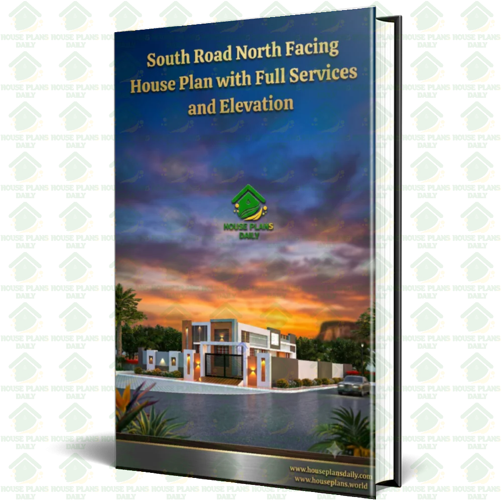 South Road North Facing 3BHK House Plan with Full Services and Elevation