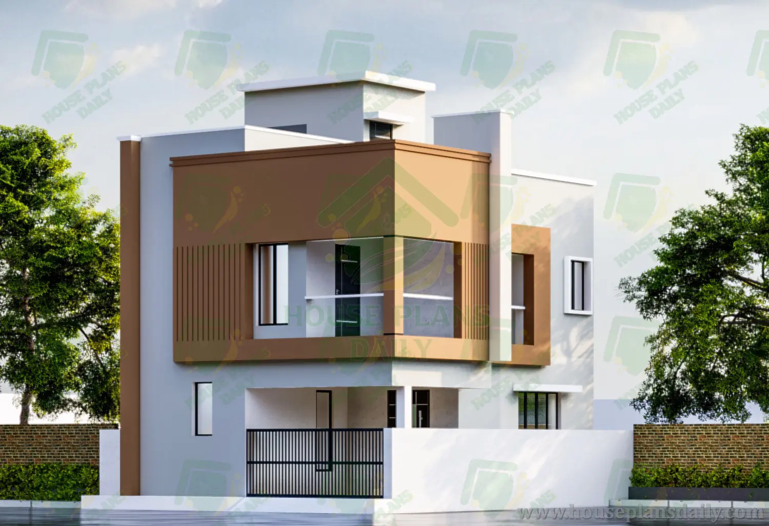 MODERN HOUSE ELEVATION DESIGN | EAST FACING DUPLEX HOUSE PLAN