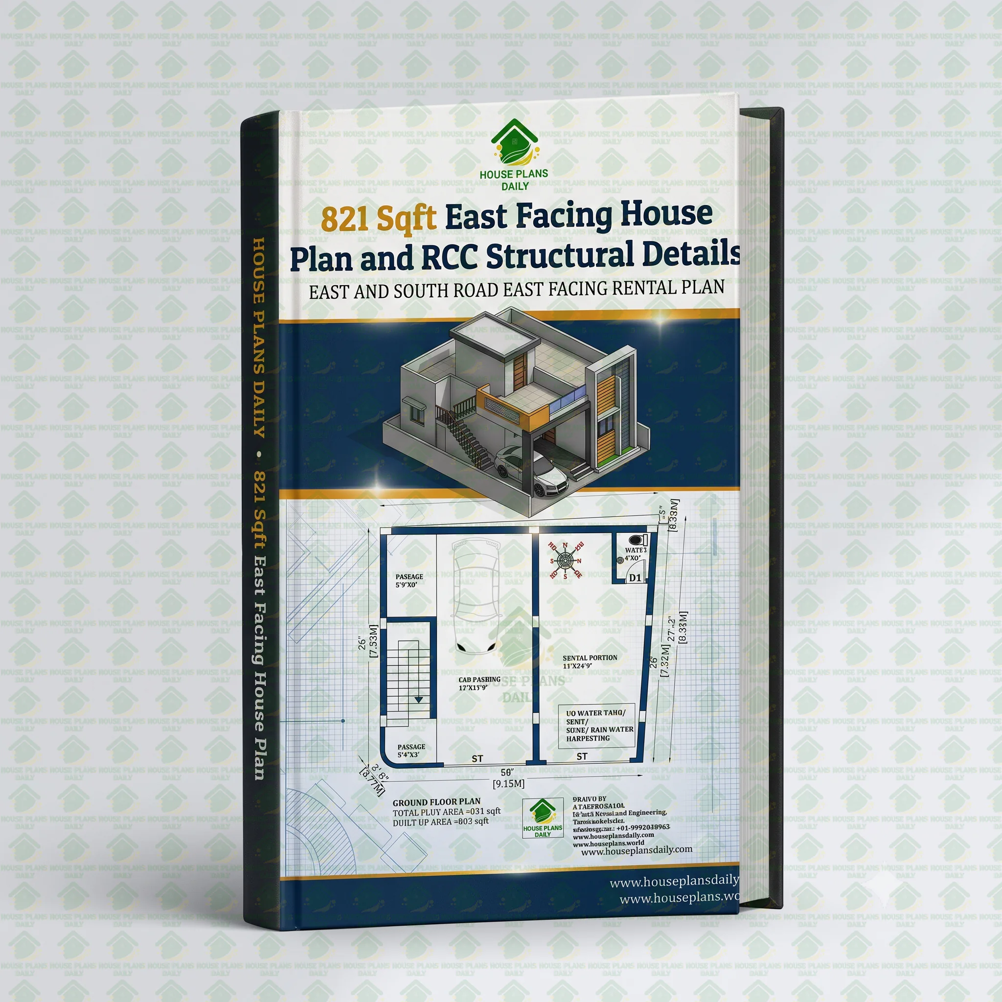 821 Sqft East Facing House Plan with RCC Structural Details