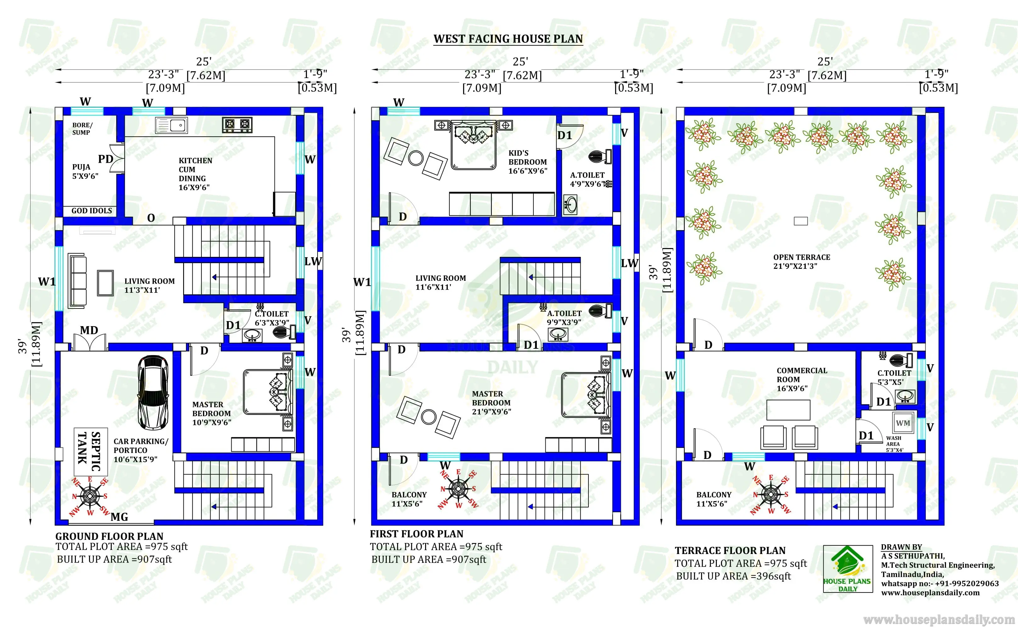 DUPLEX HOUSE DESIGN | COMMERICAL PLAN WITH STRUCUTRAL DRAWING