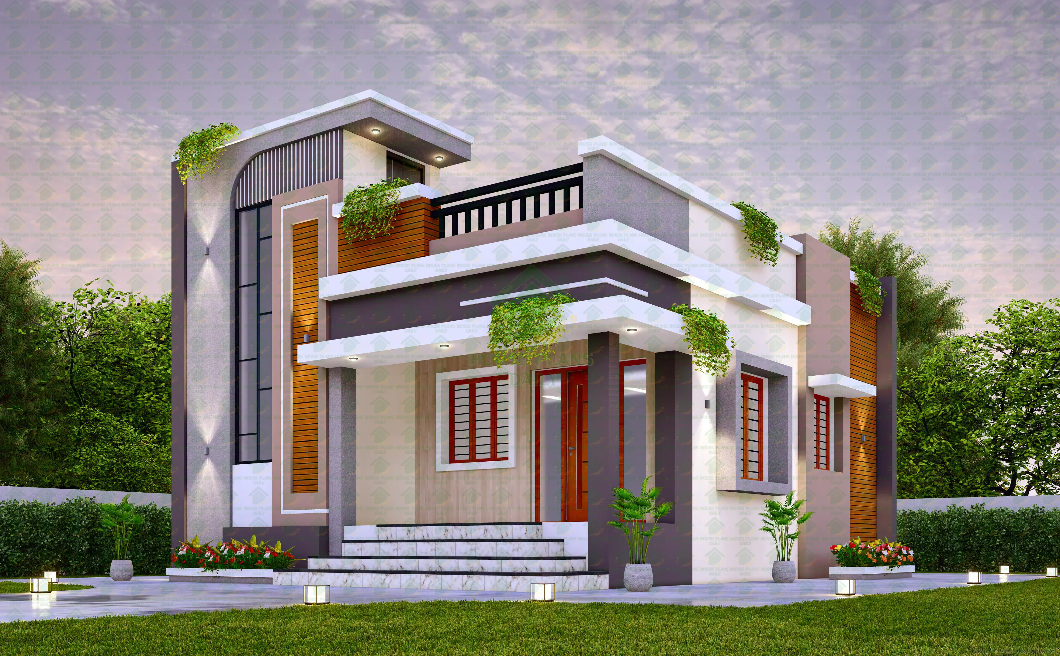 East Facing 2BHK Home Design with Stylish Single Floor Elevation