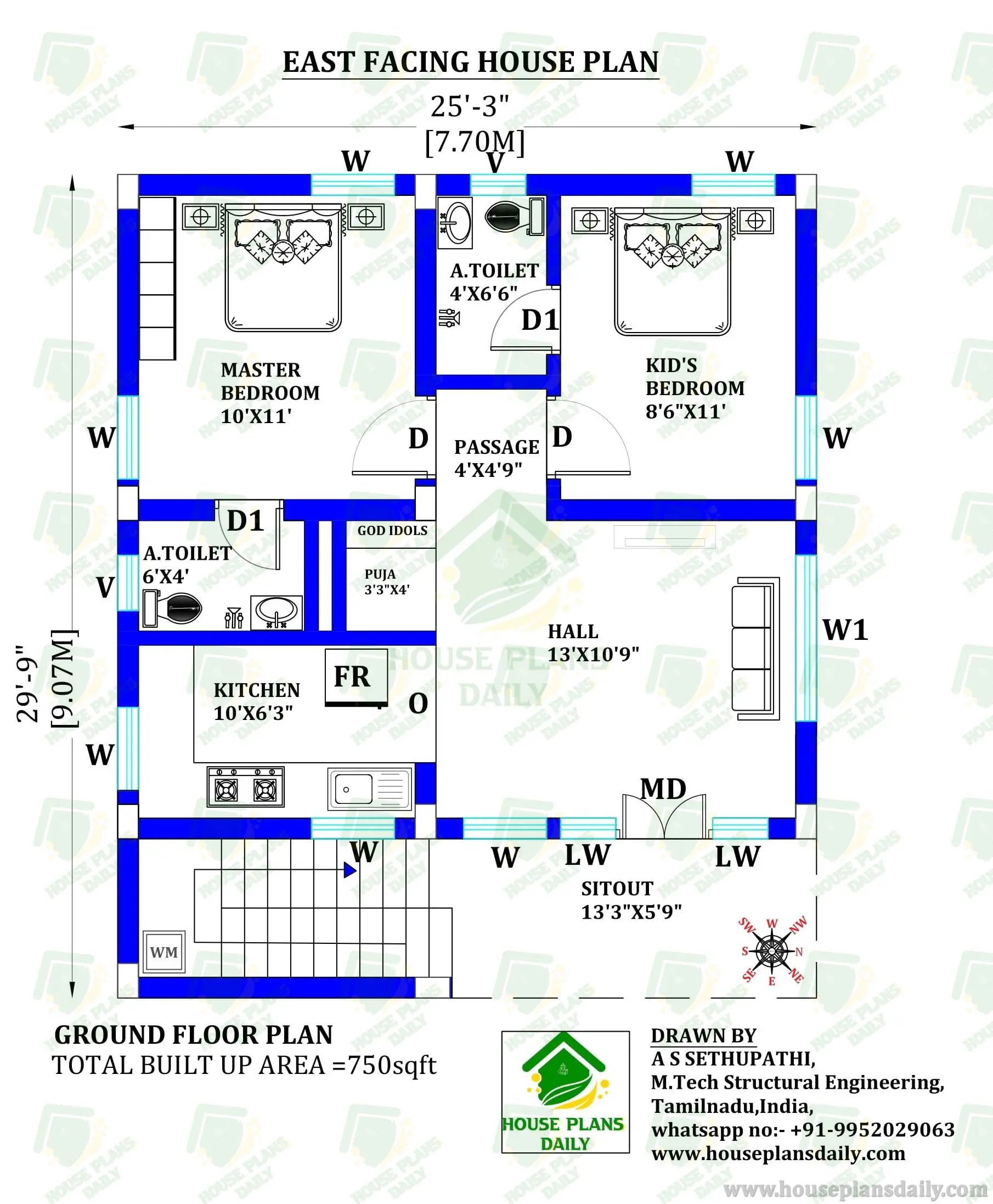 EAST FACING GROUND HOUSE PLAN | STRUCTURAL FLOOR PLAN