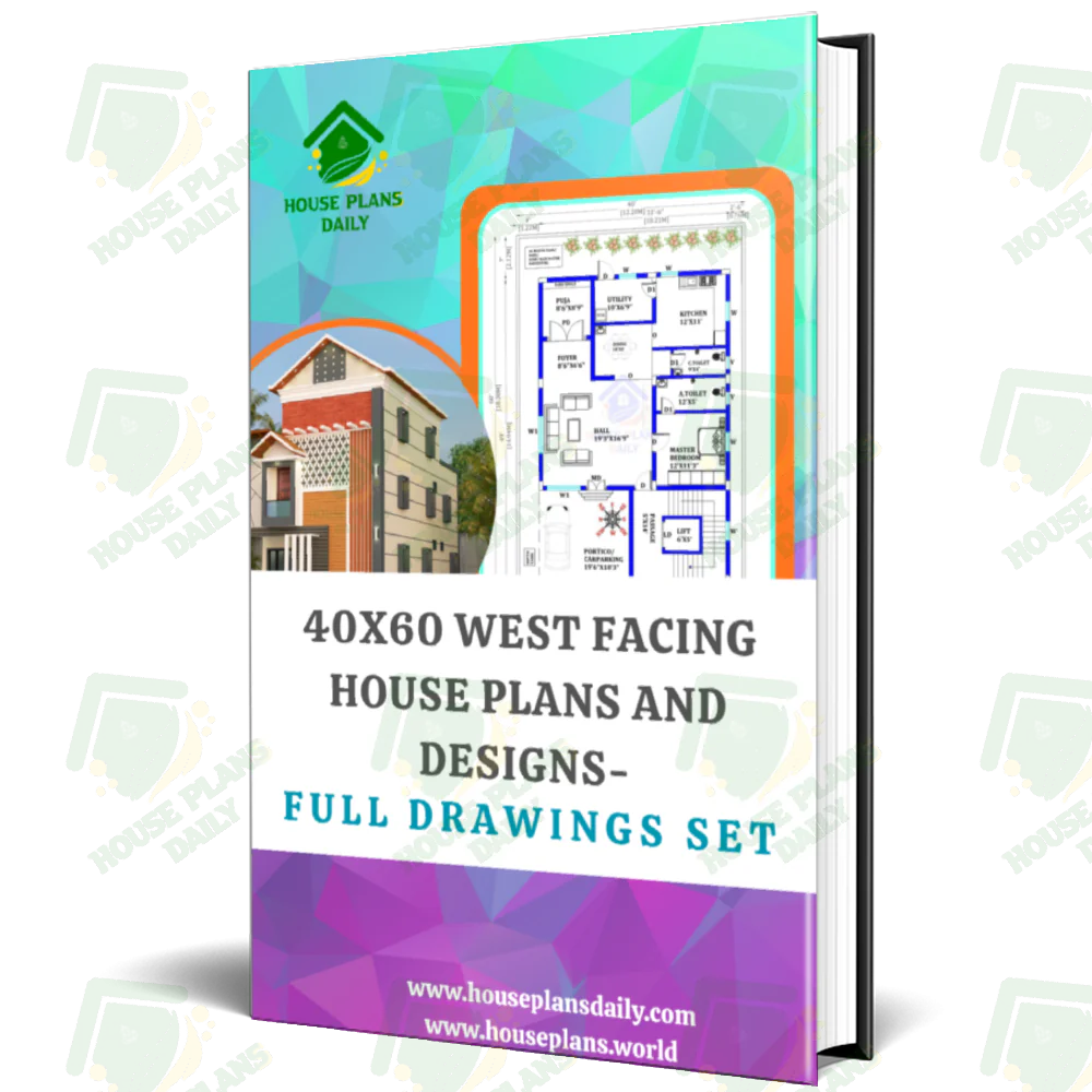 40x60 West Facing House Plans and Designs-Full Drawings Set