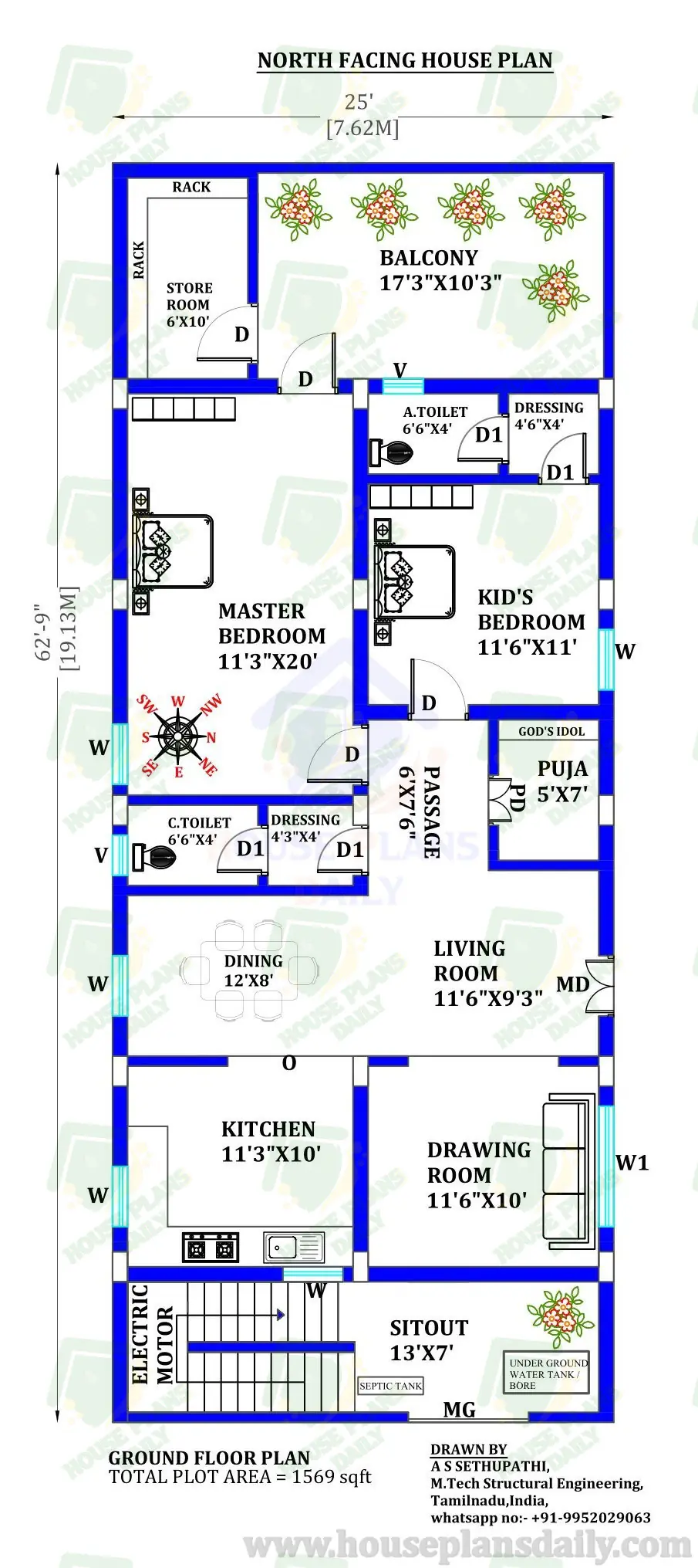 North East House | House Plan with Balcony | House Plan