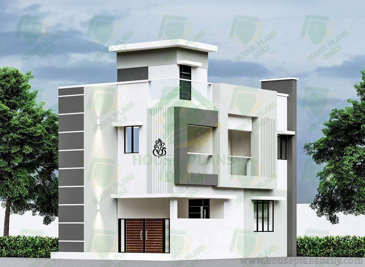 SOUTH FACING DUPLEX HOUSE PLAN | SMALL DUPLEX WITH MODERN ELEVATION