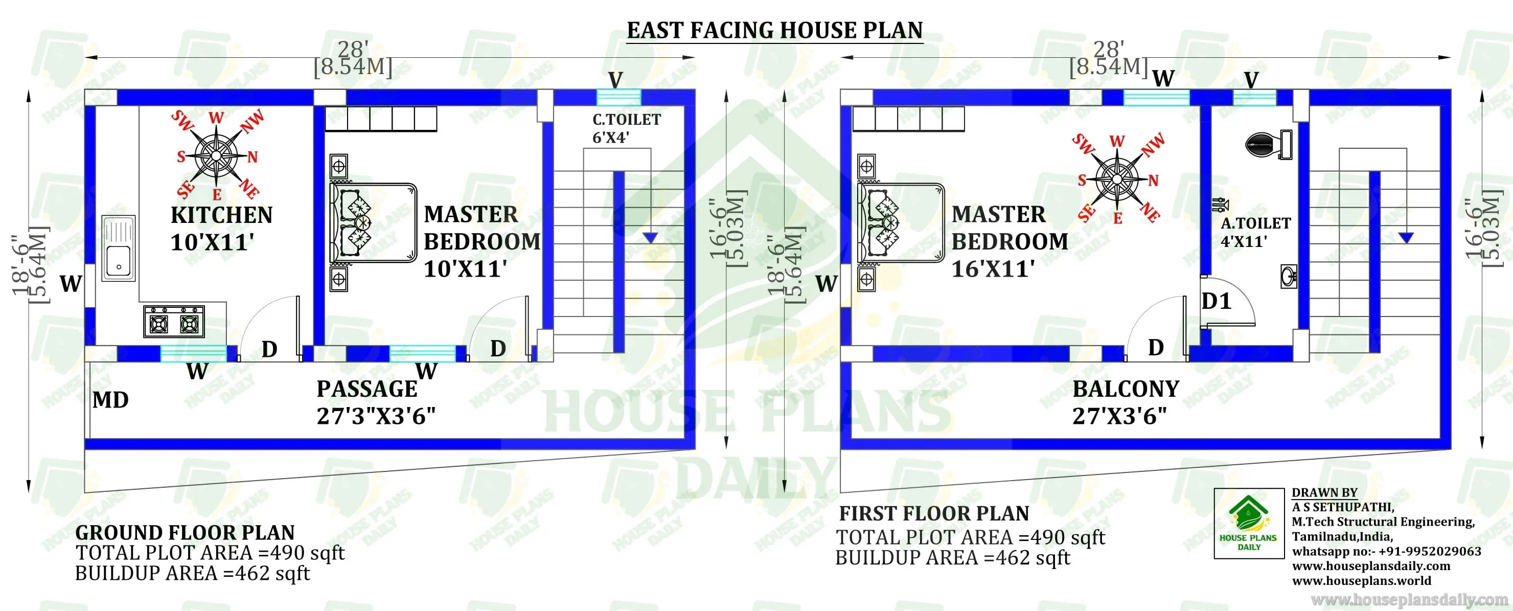 Low budget east facing house plan India