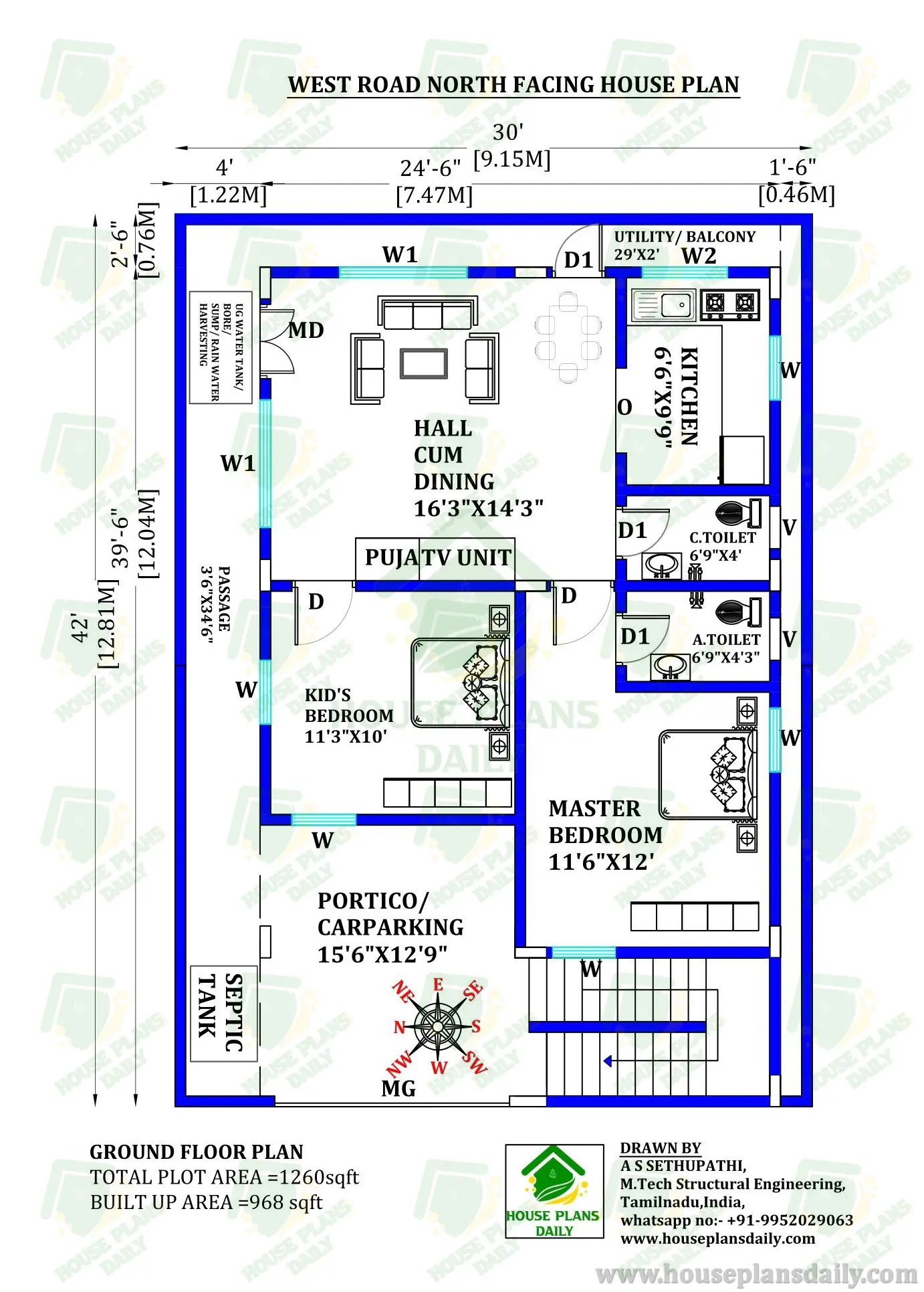North Facing House Vastu | 1200 Sq Ft House Plan North Facing | Rent House