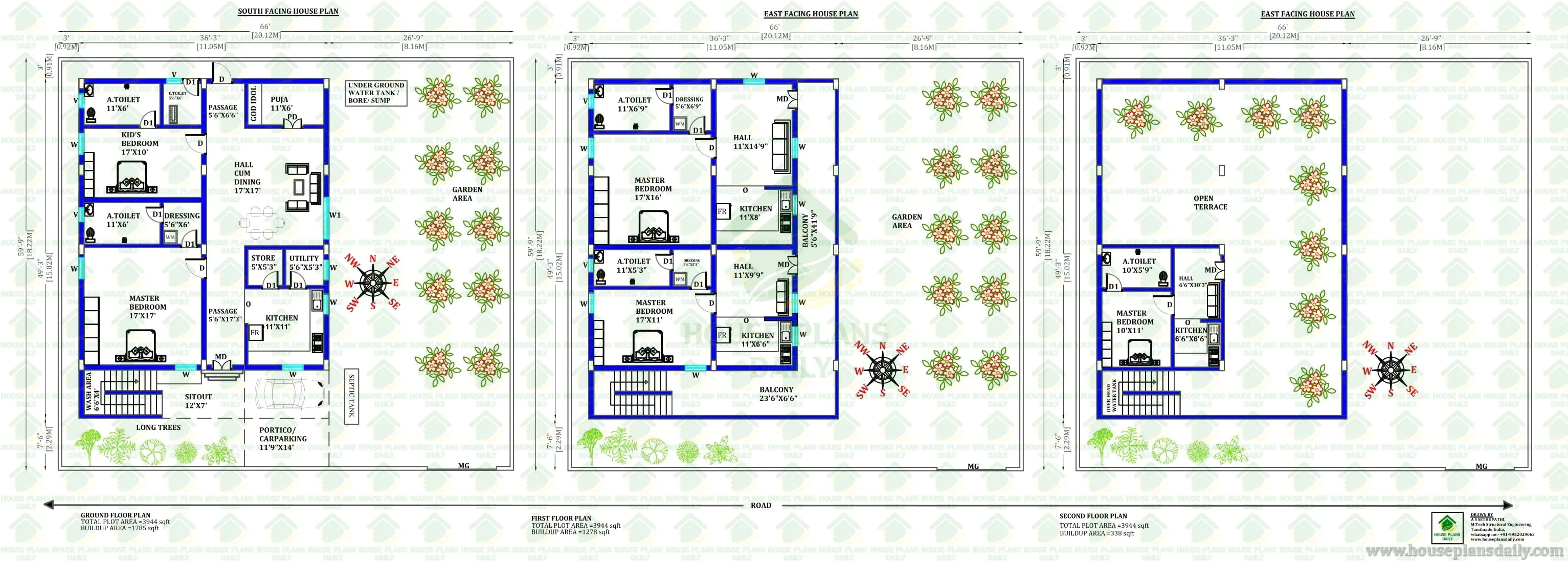 3900 Sqft South Facing 2BHK House with Three 1BHK Rental Units