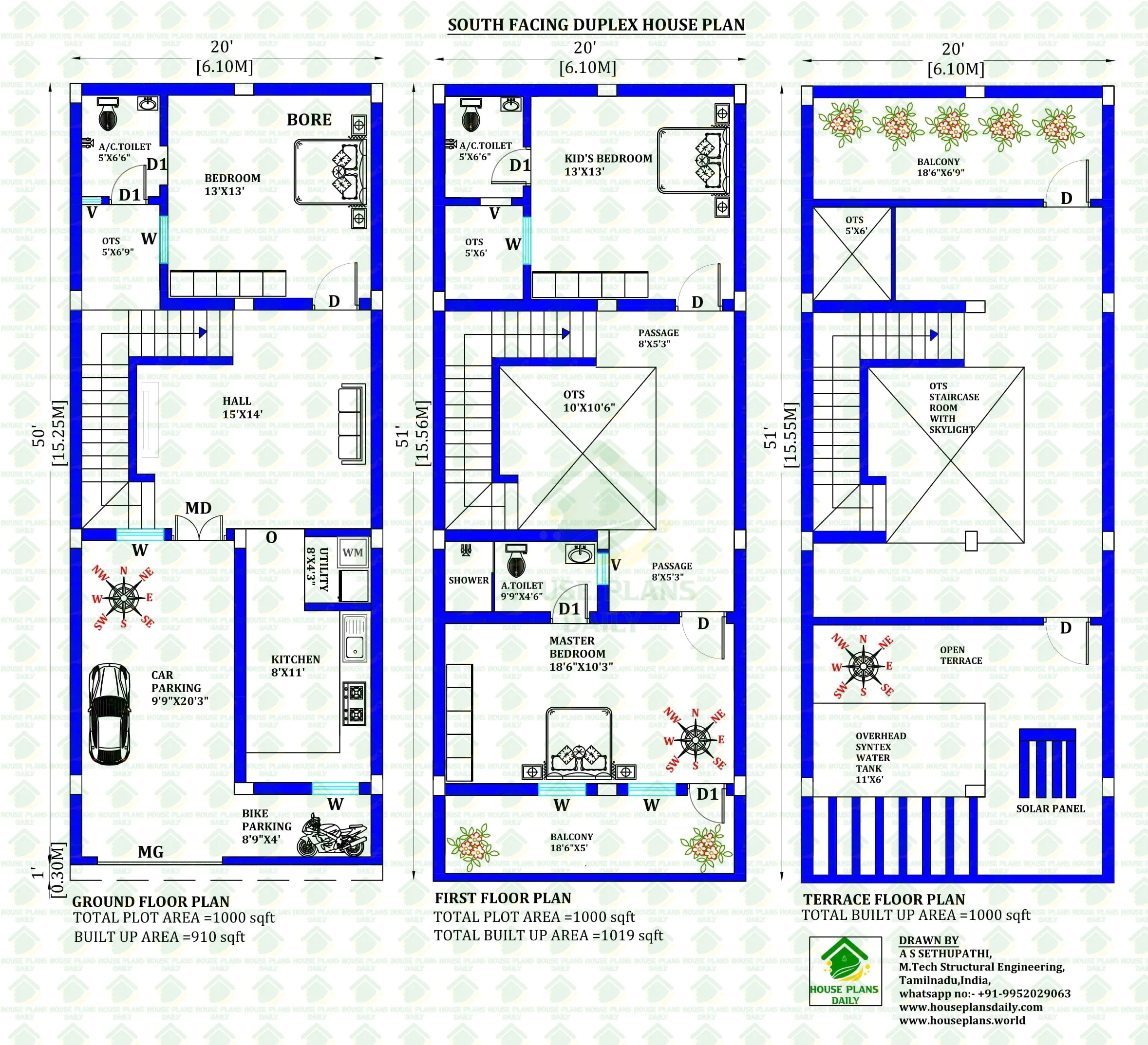 Complete 20x50 South Facing Duplex House Design