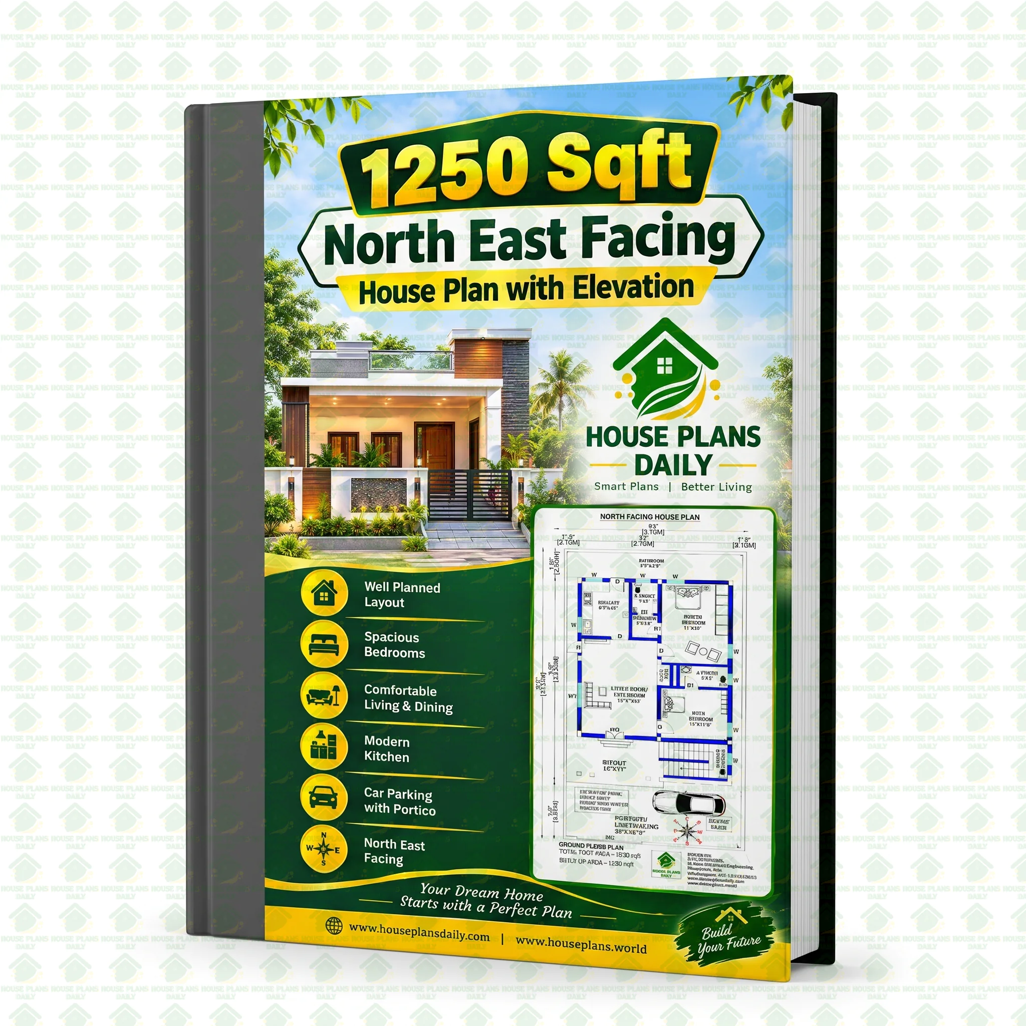 1250 Sqft North East Facing House Plan with Elevation