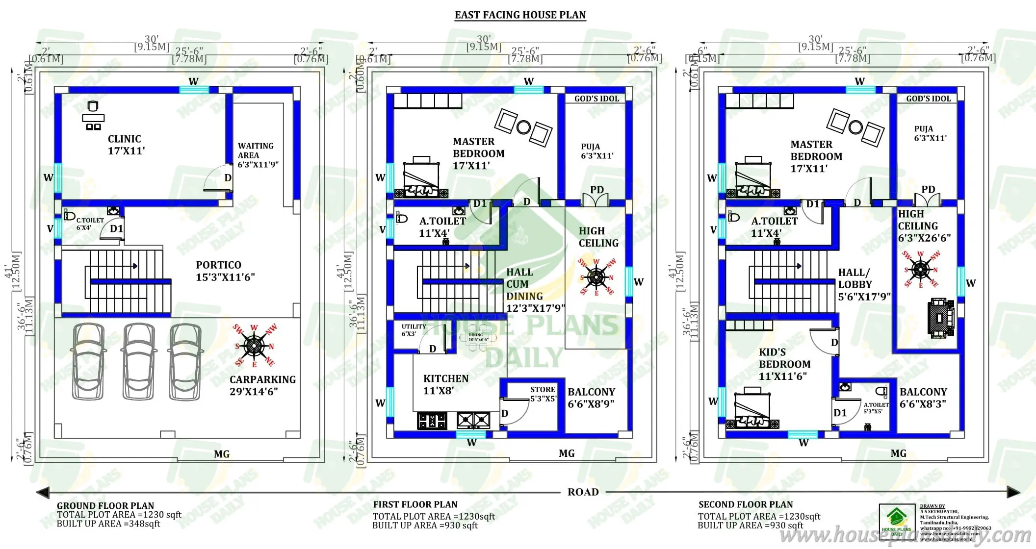 East facing house plan with clinic | 30x40 east facing house plan with clinic