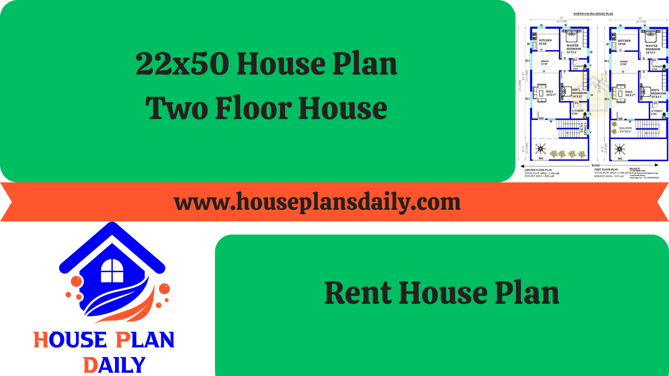 22x50 House Plan | Two Floor House | Rent House Plan