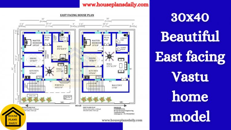 30x40 East facing Vastu home model