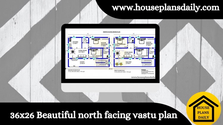 36x26 north facing Vastu plan