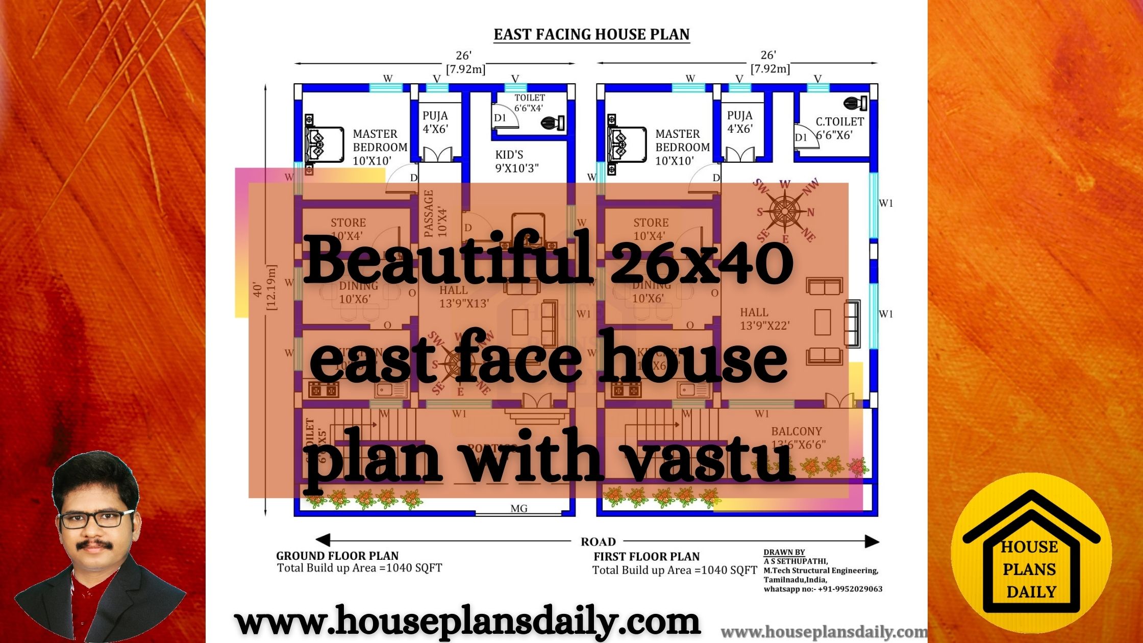 26x40 East Face House Plan As Per Vastu