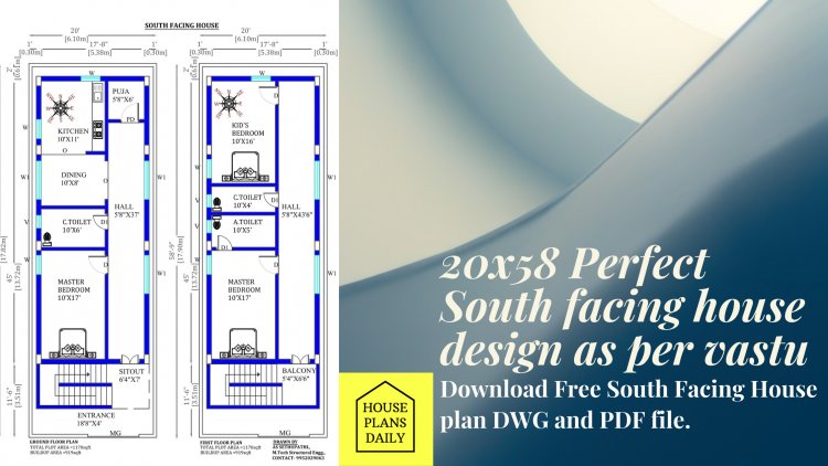 20x58 South Facing House Design As Per Vastu