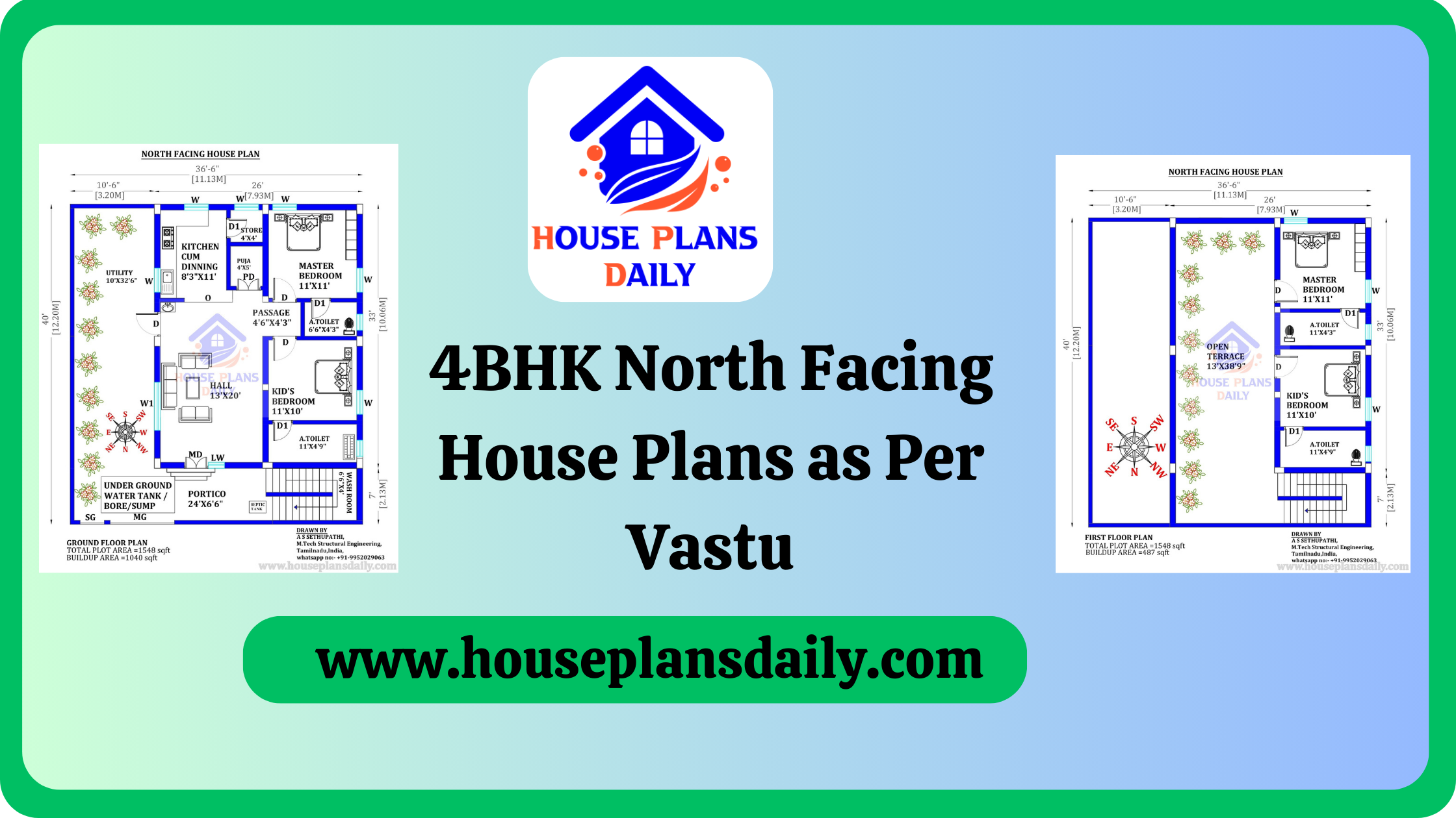 4BHK North Facing House Plans as Per Vastu