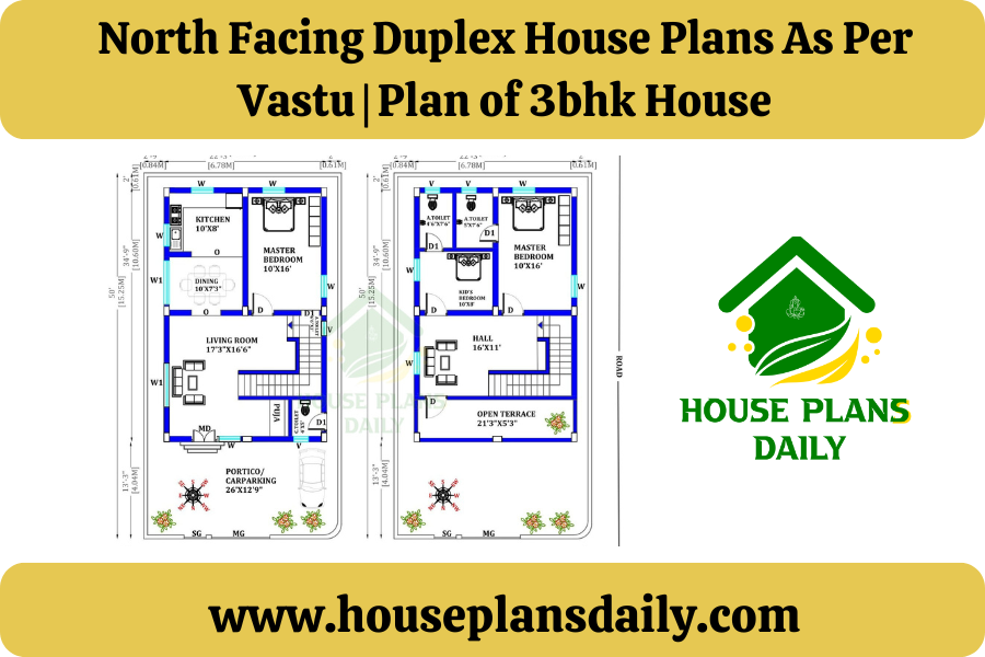 North Facing Duplex House Plans As Per Vastu | Plan of 3bhk House