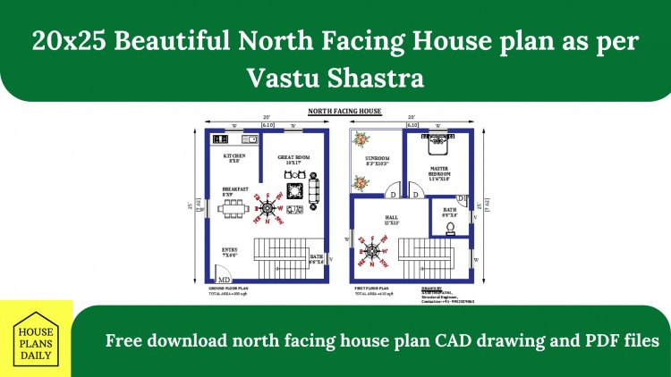 20x25 North Facing House plan as per Vastu Shastra