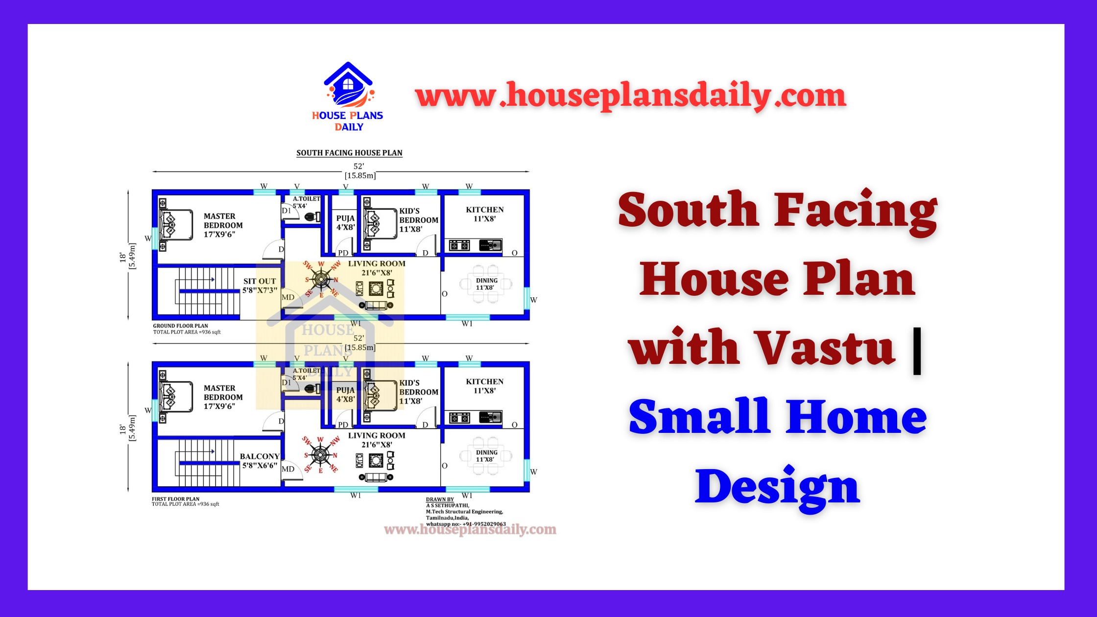 South Facing House Plan with Vastu | Small Home Designs