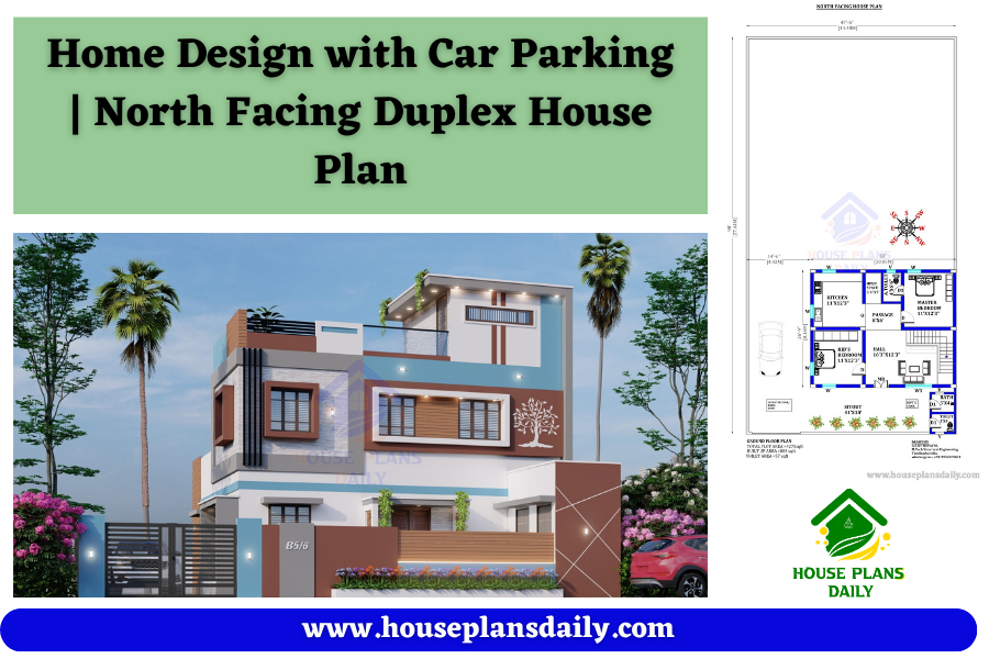 Home Design with Car Parking | North Facing Duplex House Plan