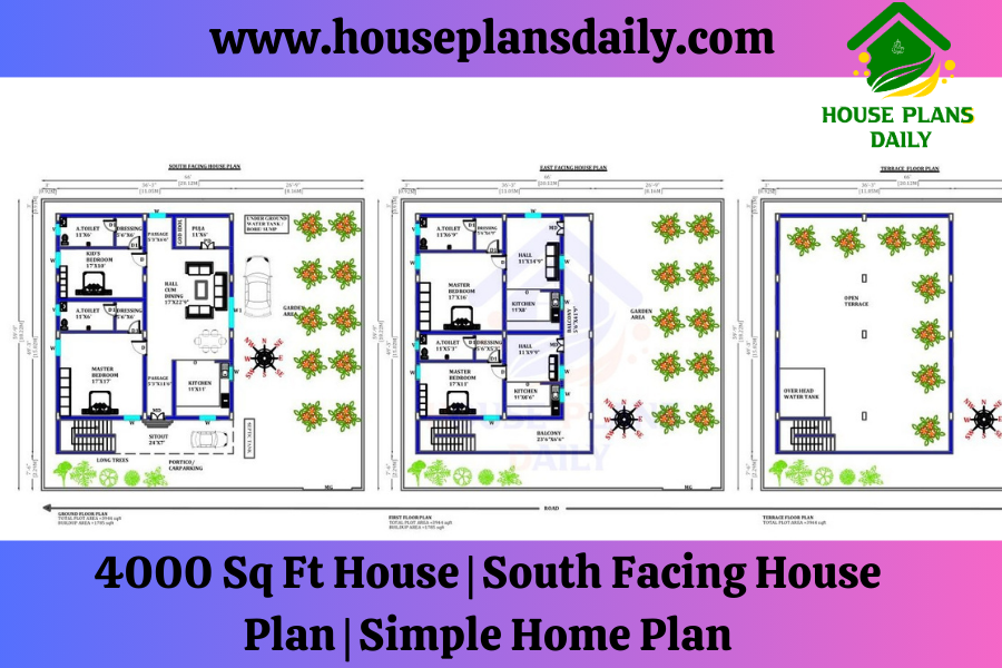 4000 Sq Ft House | South Facing House Plan | Simple Home Plan