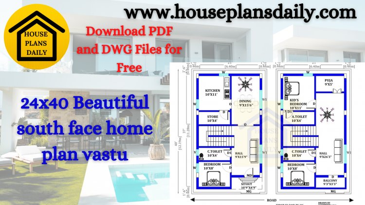 24x40 South Face Home Plan As Per Vastu