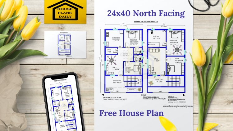 24x40 North facing Home Plan with Vastu