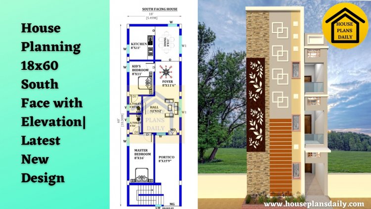 House Planning 18x60 South Face with Elevation|Latest New Design