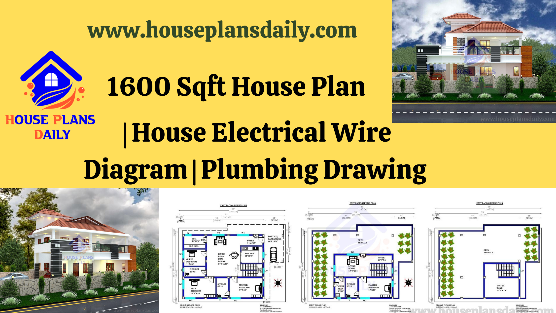 1600 Sqft House | House Electrical Wire Diagram | Plumbing Drawing