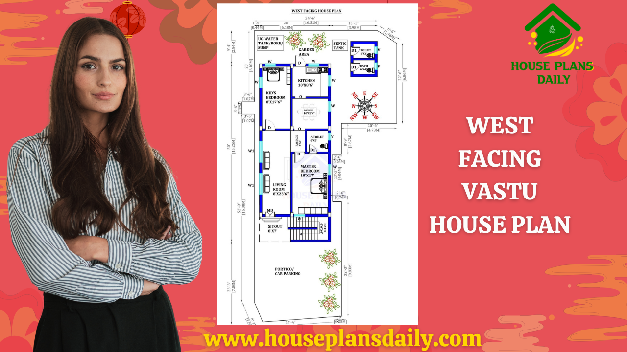 WEST FACING VASTU HOUSE PLAN