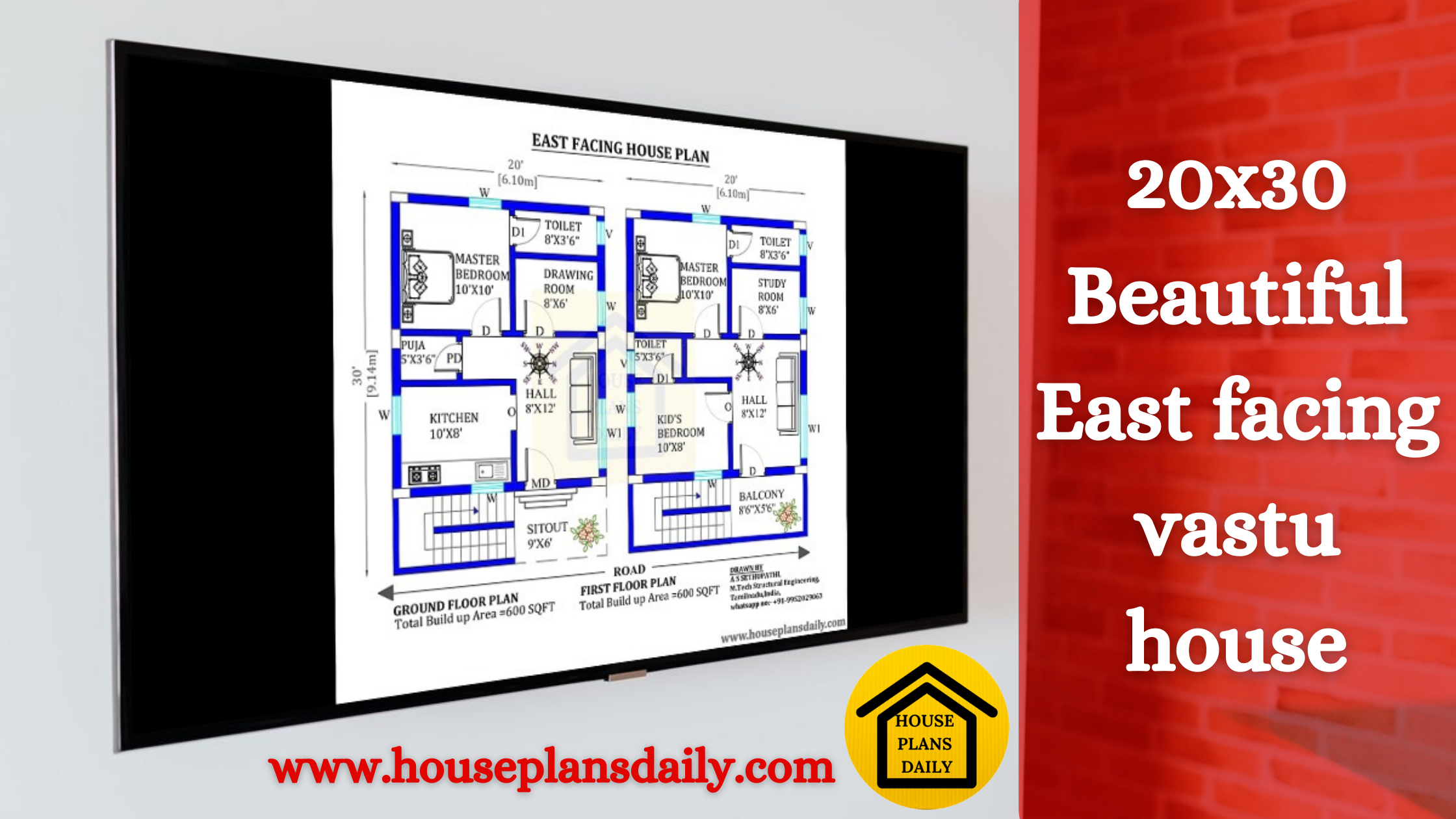 20x30 East Facing Vastu House Plan