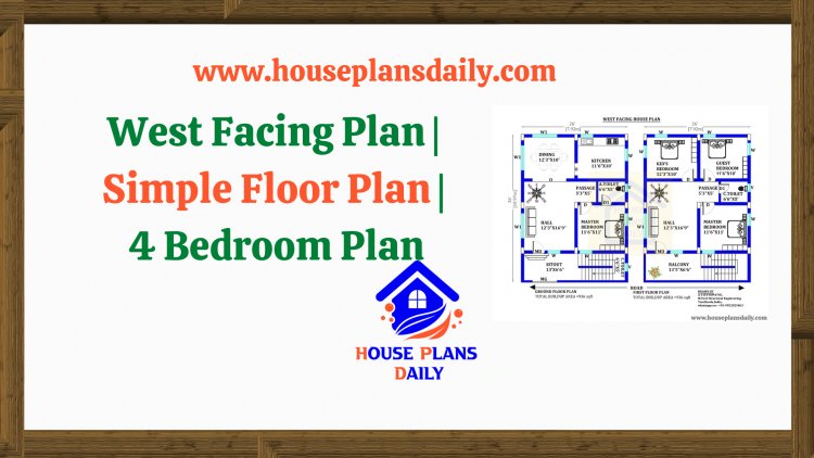 West Facing Plan |Simple Floor Plan | 4 Bedroom Plan