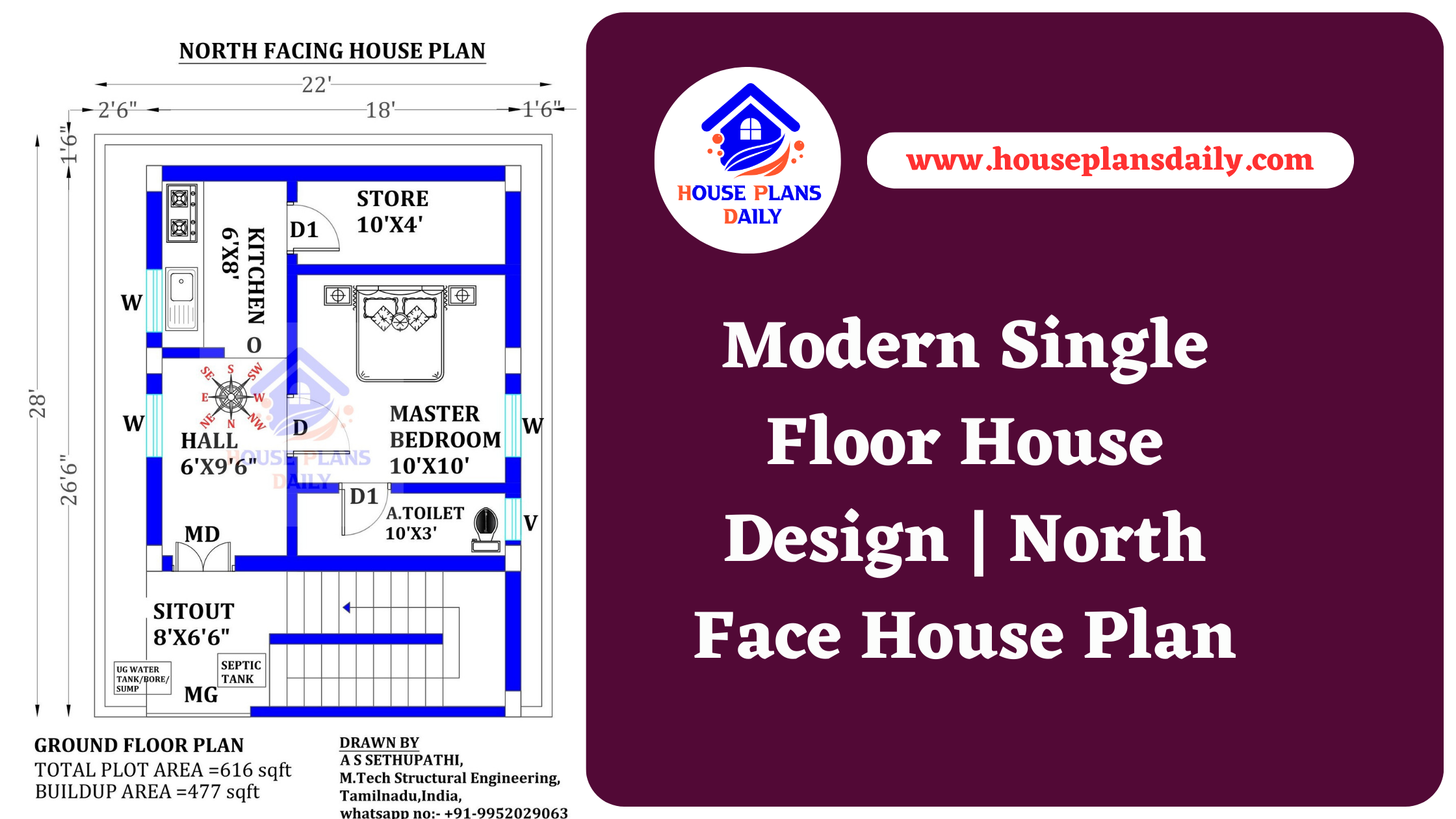 Modern Single Floor House Design | North Face House Plan