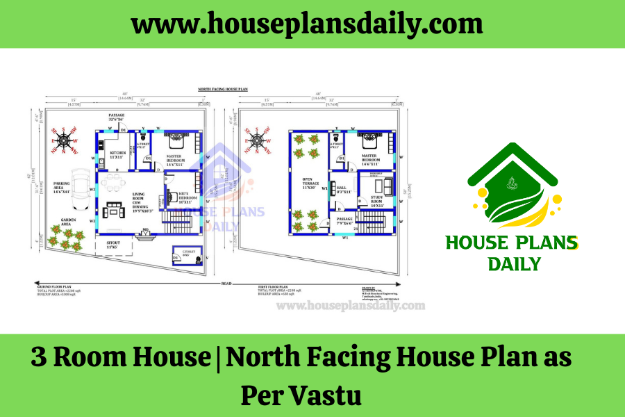 3 Room House | North Facing House Plan as Per Vastu