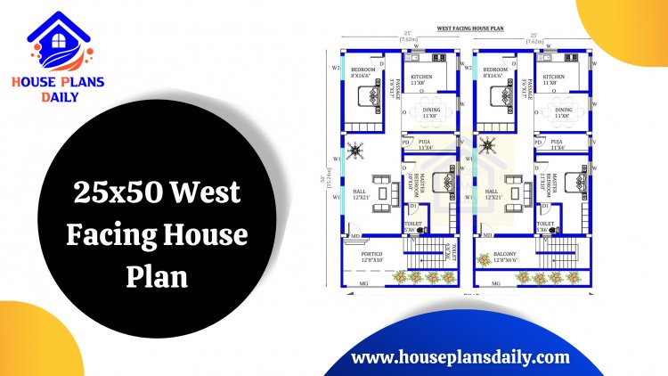 25x50 West Facing House Plan