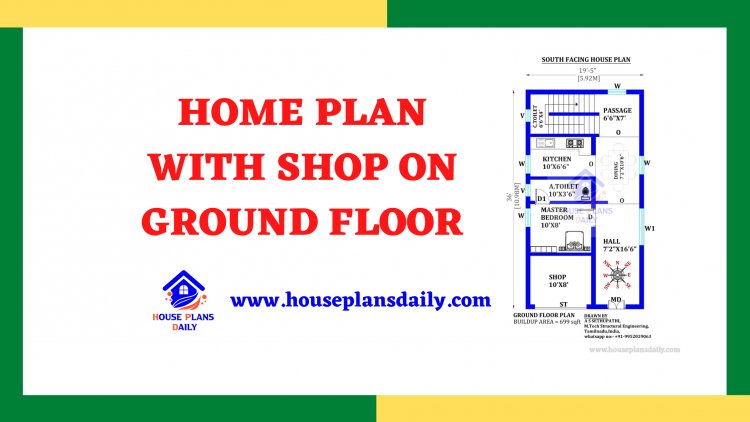 Home Plan with Shop on Ground Floor | South Facing Home Design