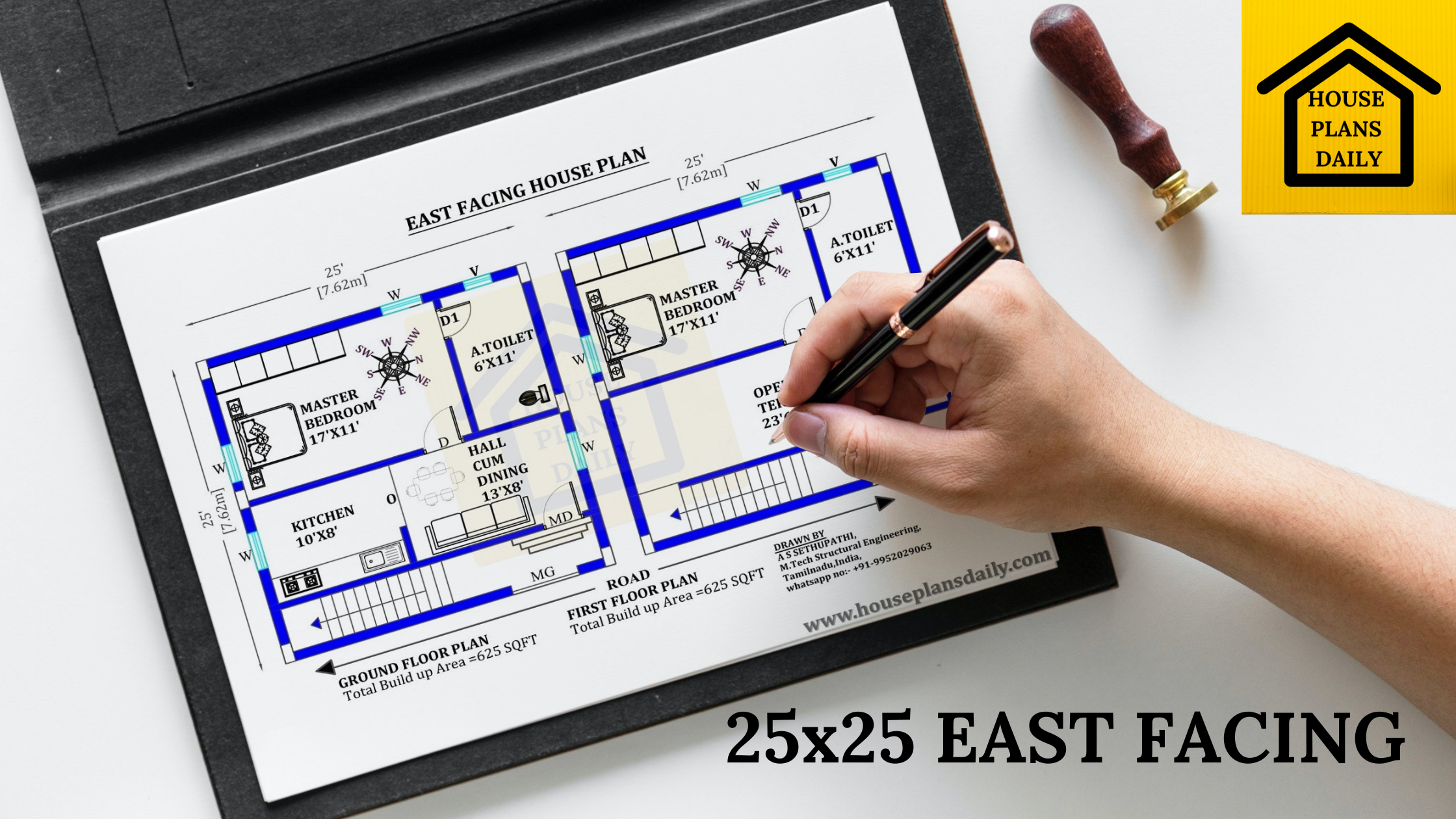 25x25 East facing House Design | Plan As Per Vastu