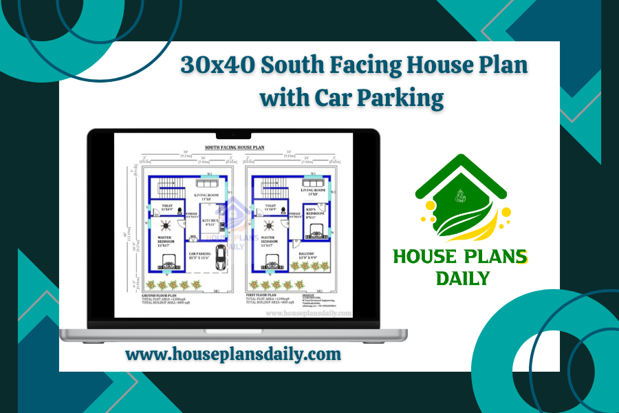 30x40 South Face House Plan with Car Parking